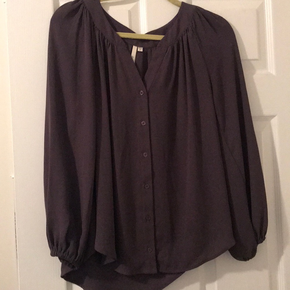Dark grey silver button down